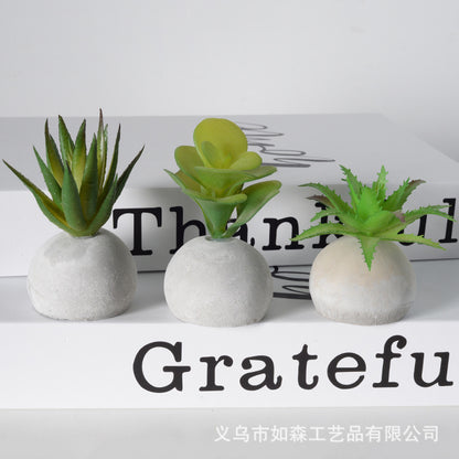 Simulation small cement ball succulent bonsai green plant potted