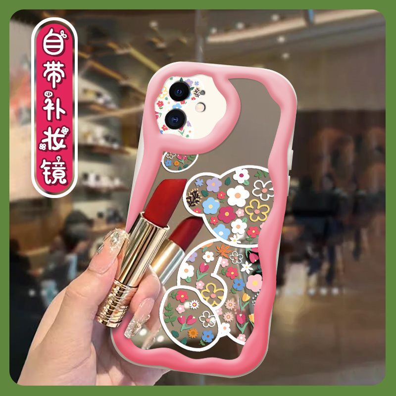 iPhone 12 Makeup Mirror Liquid Silicone Tulip Case