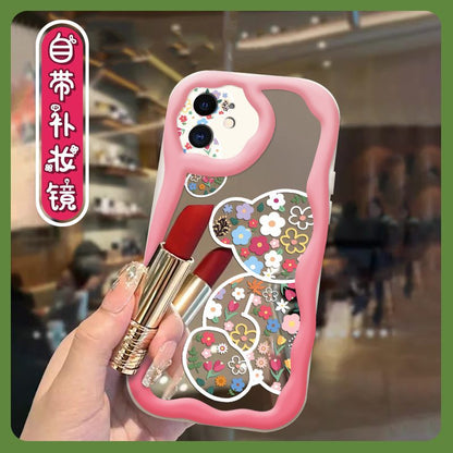 iPhone 12 Makeup Mirror Liquid Silicone Tulip Case