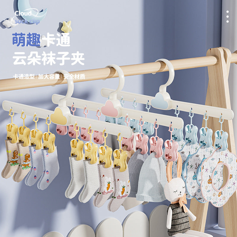 Baby Clothes Hanger with Cloud Clip Storage