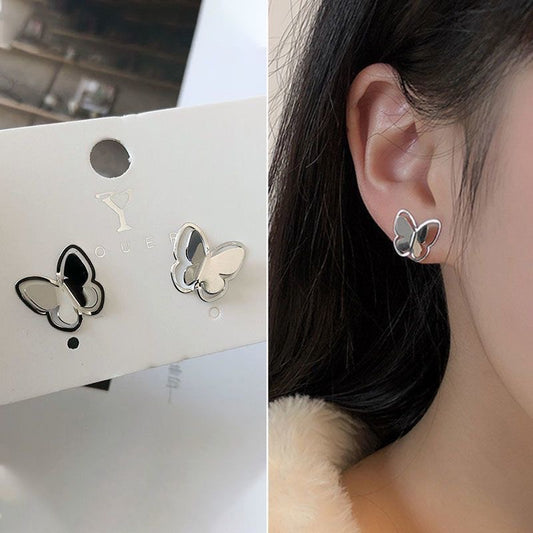 Hollow butterfly stud earrings female ins