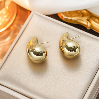 Trendy 18K Gold Plated Titanium Hollow Teardrop Earrings