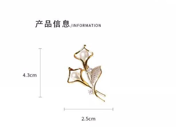 Pearl Zircon Lily Brooch