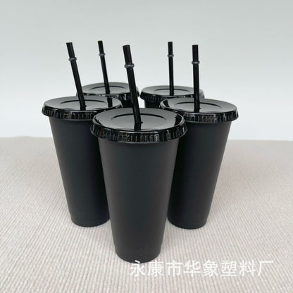 710Ml black straw cup