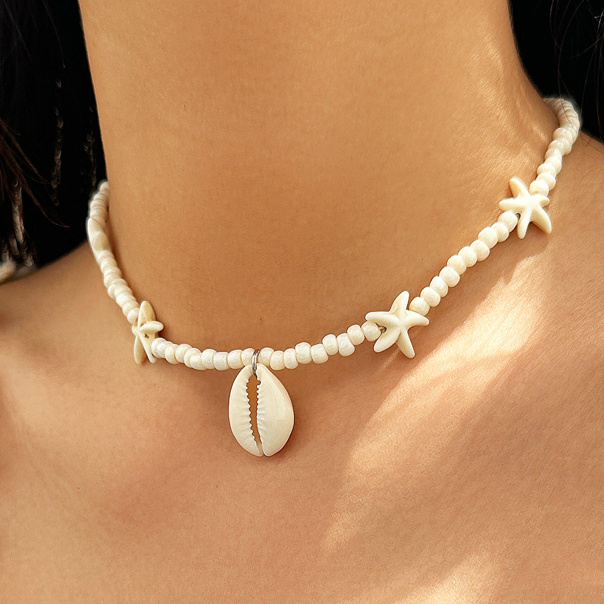 Beaded sea shell versatile necklace