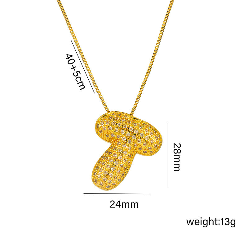 Amazon Bestseller: Haley Style Brass CZ Bubble Fat 26 Letters Necklace