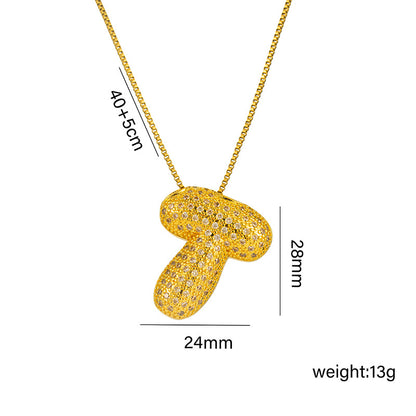 Amazon Bestseller: Haley Style Brass CZ Bubble Fat 26 Letters Necklace