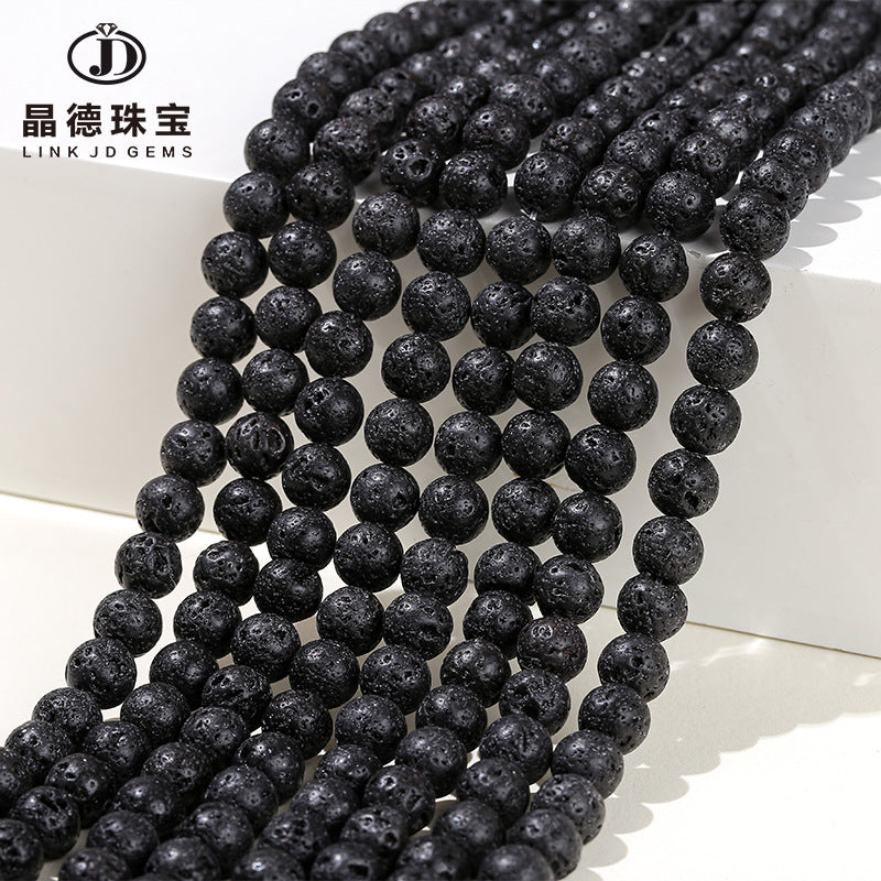 Black volcanic stone round beads lava stone loose beads