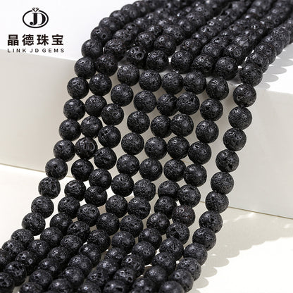 Black volcanic stone round beads lava stone loose beads