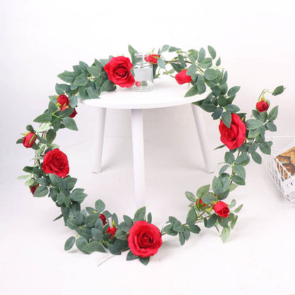 Rose vine artificial flower wall plastic artificial green plant wall hanging