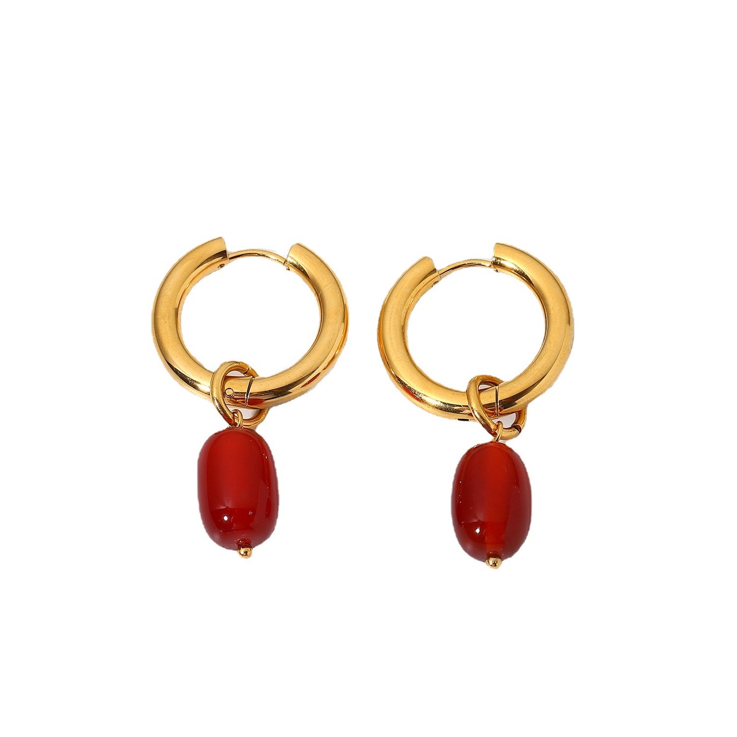 Pendientes colgantes de piedra roja 