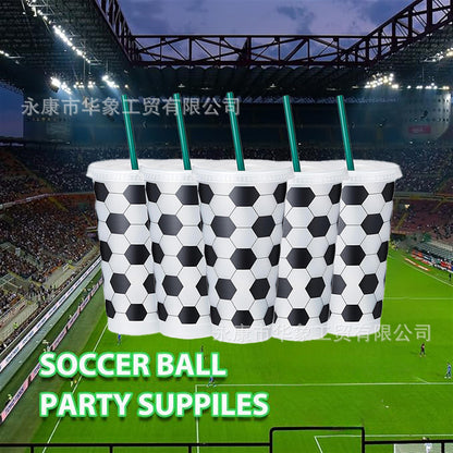 Football plastic straw cup 710ml