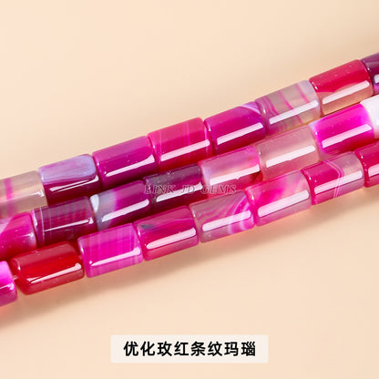 8 * 12Mm striped agate cylindrical tubular loose beads