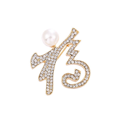 Fu character pearl brooch