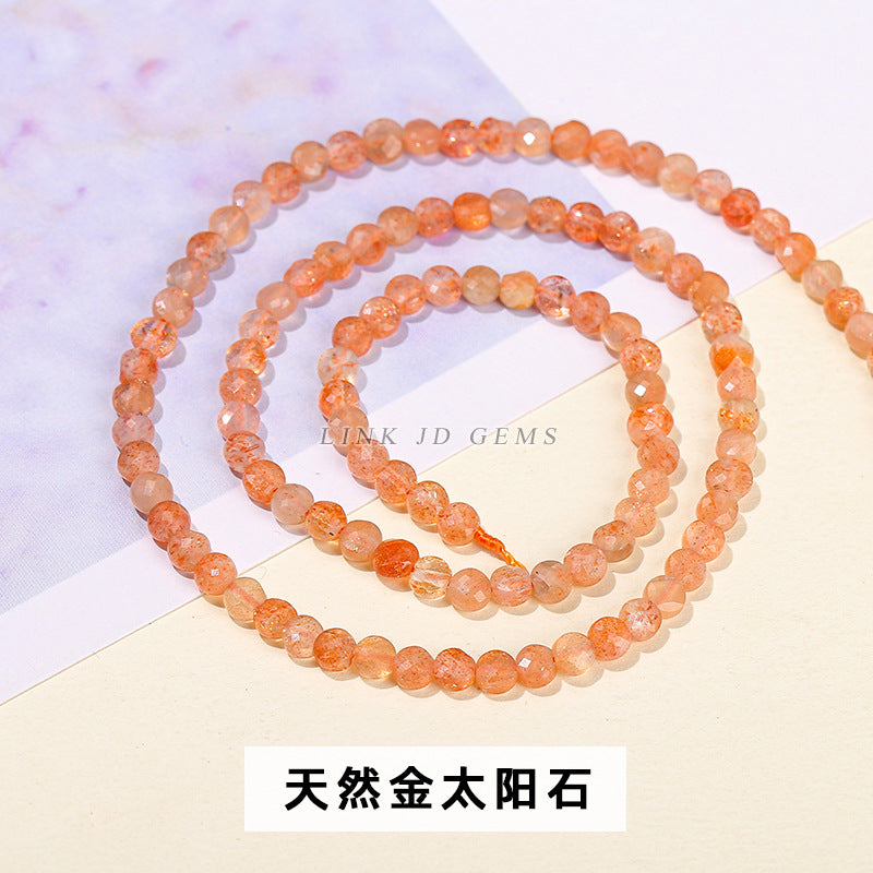 4Mm natural stone crystal cut round cake loose beads