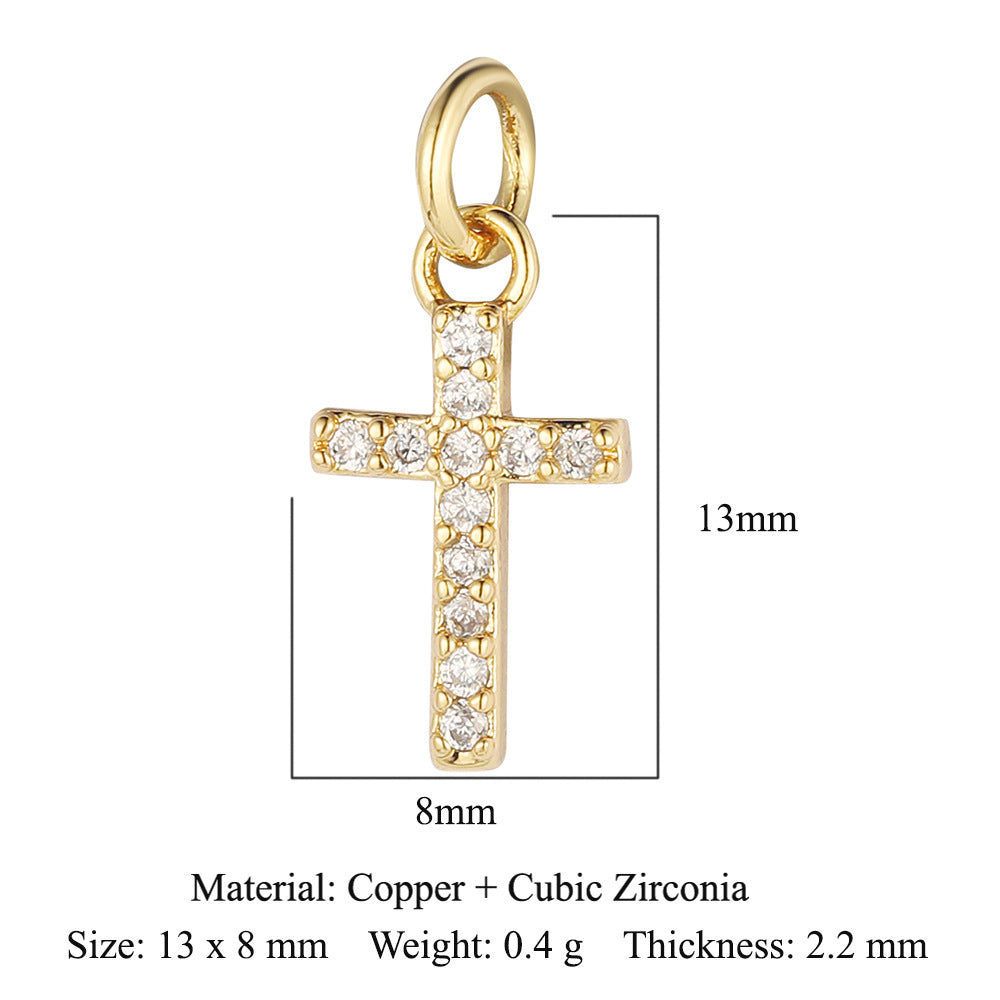 Cross Star Moon Copper Zircon Pendant