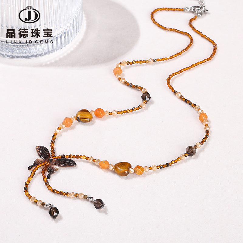 Natural black disc shell butterfly yellow tiger eye stone beads