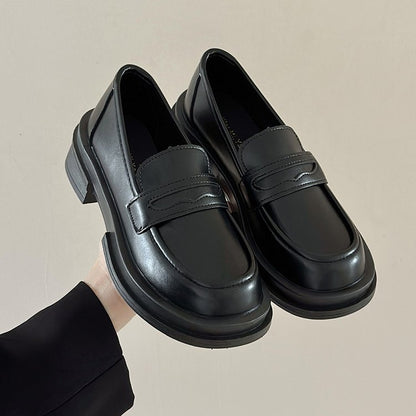 Spring and Autumn Soft Leather Shoes Black