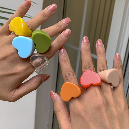 Candy color wide edge ring love ring