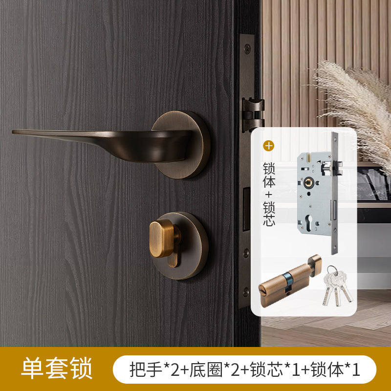 Solid wood door golden lock