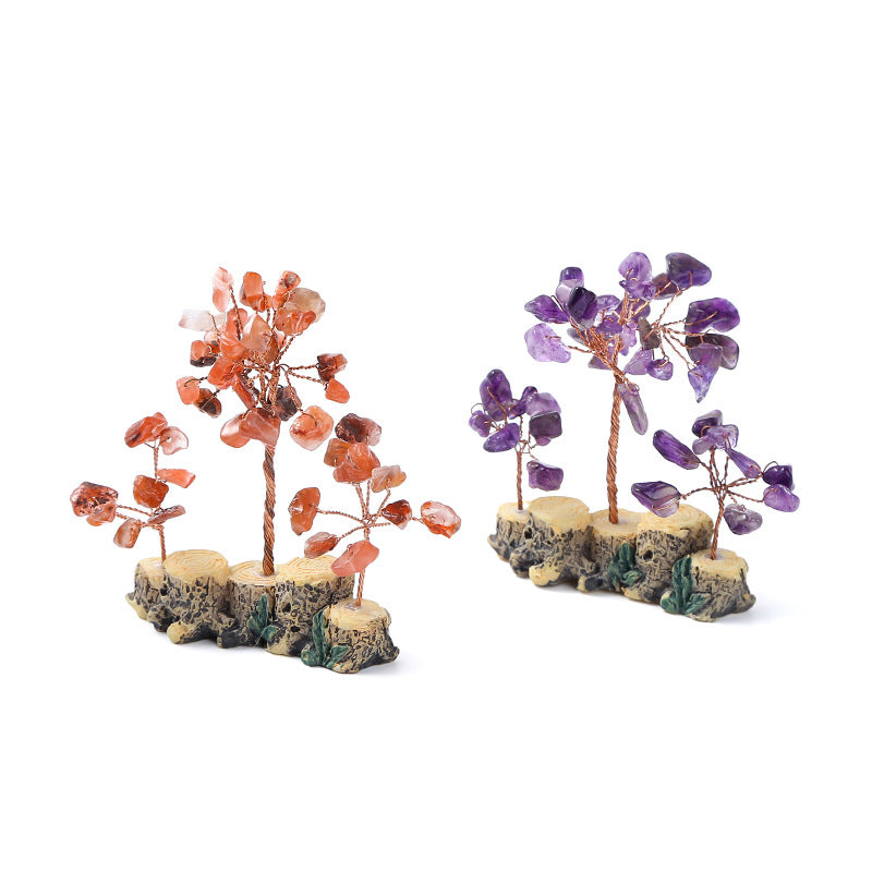 Colorful natural crystal gravel fortune tree ornament