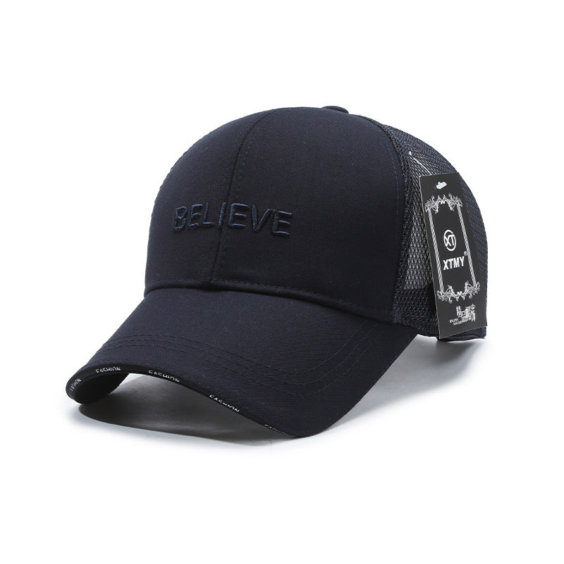 Mesh Breathable Letter Embroidered Duckbill Cap