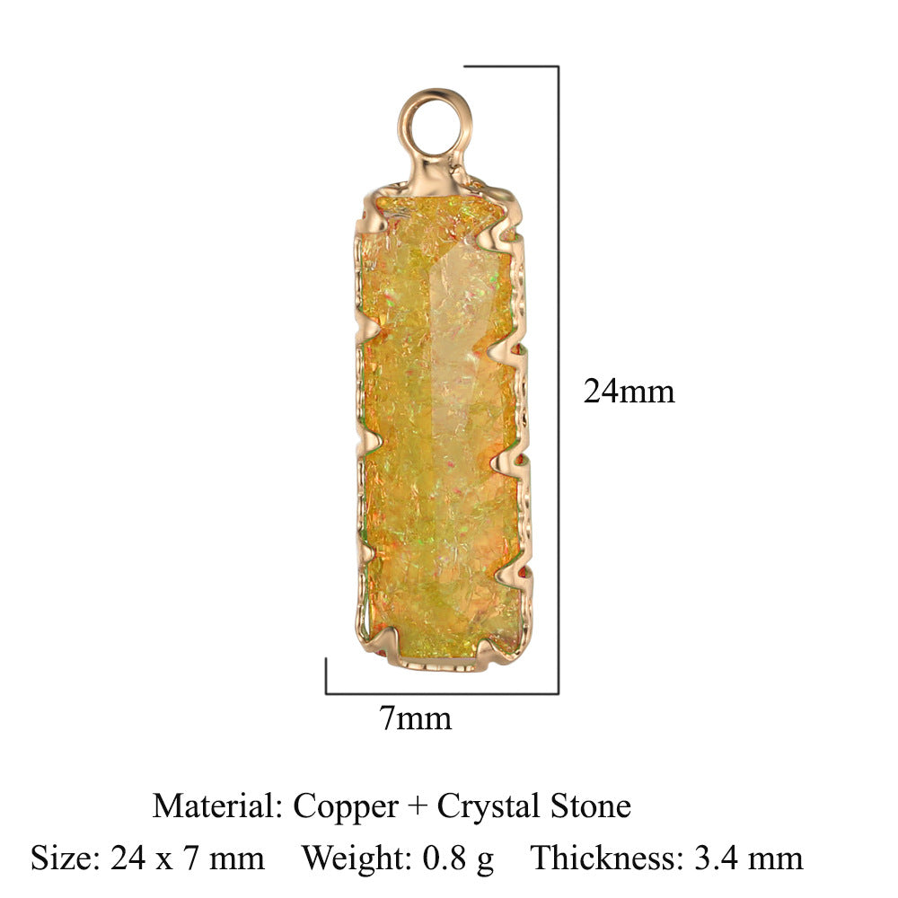 Rectangle copper glass crystal pendant