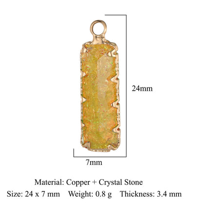 Rectangle copper glass crystal pendant