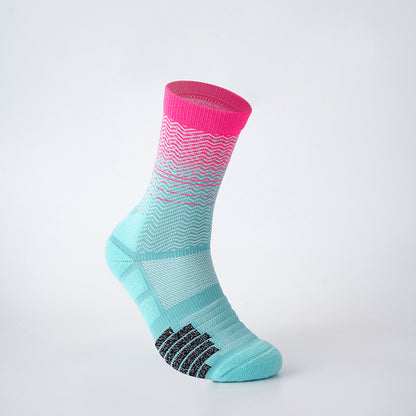 Mid-Length Basketball Socks Thick Gradient Color