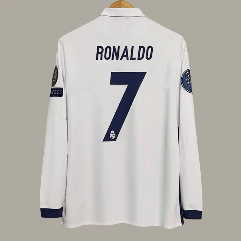 16-17 Real Madrid Home 7 Ronaldo 9 Benzema 4 Ramos Retro Jersey