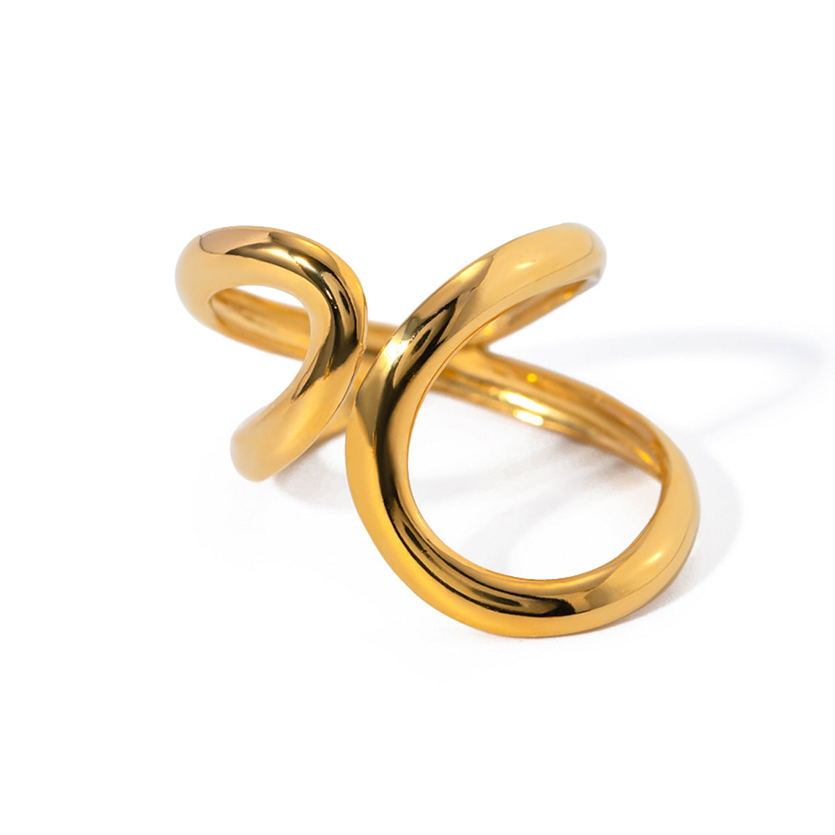 Polished 18k gold stainless steel ring