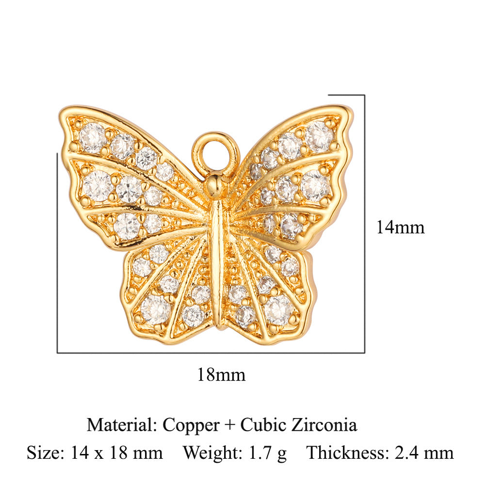 Cross butterfly copper zircon pendant.