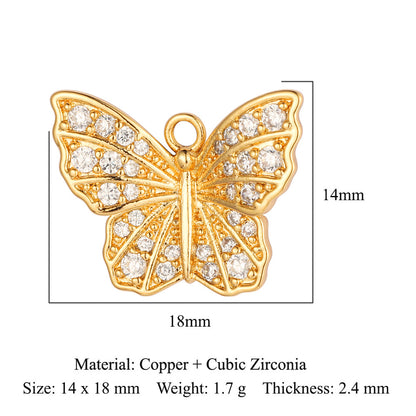 Cross butterfly copper zircon pendant.