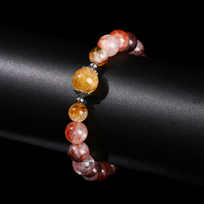 3A Natural Red Gel Flower Crystal Bracelet Citrine