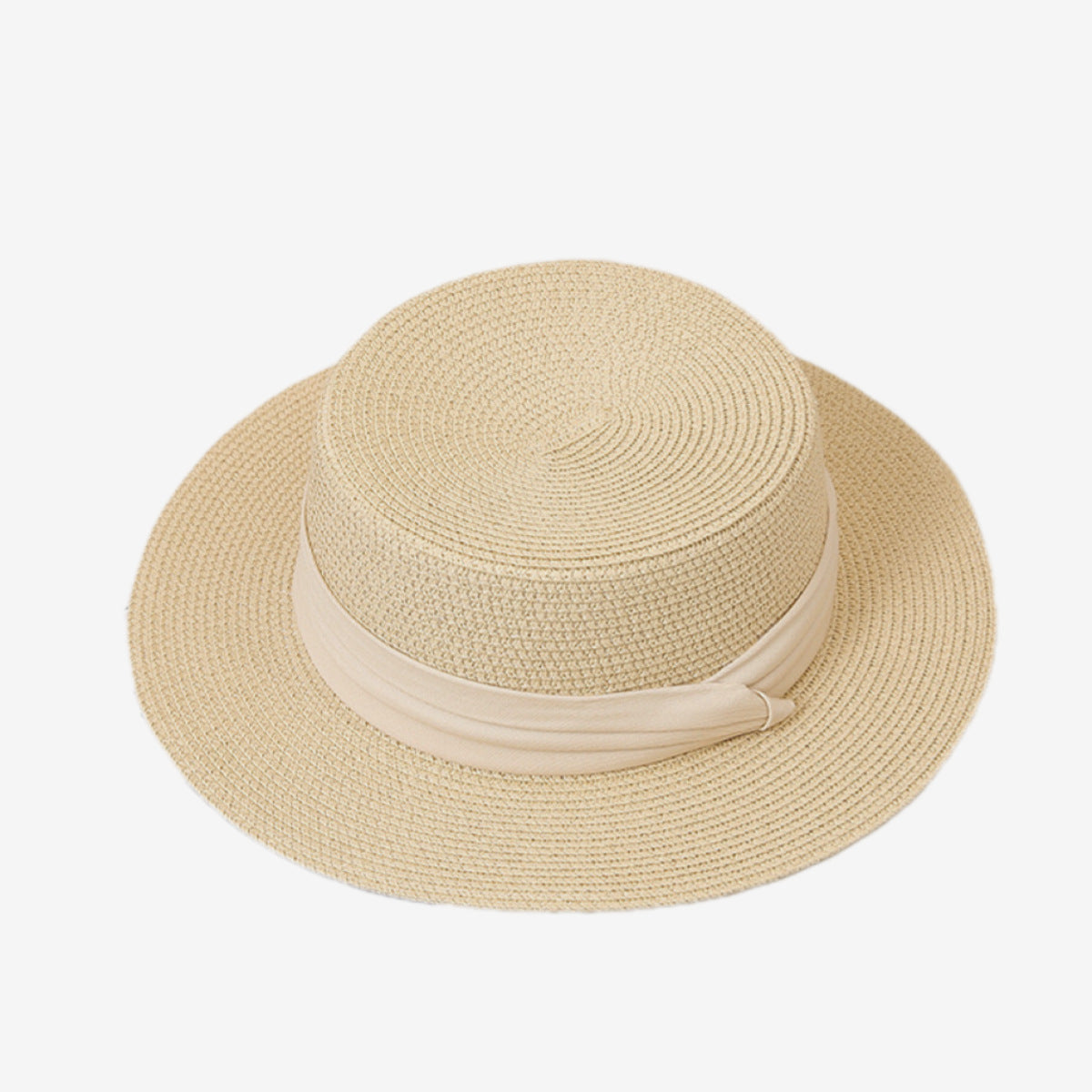 Sombrero de paja de copa plana Sombrero de sol de ala ancha de estilo francés para verano