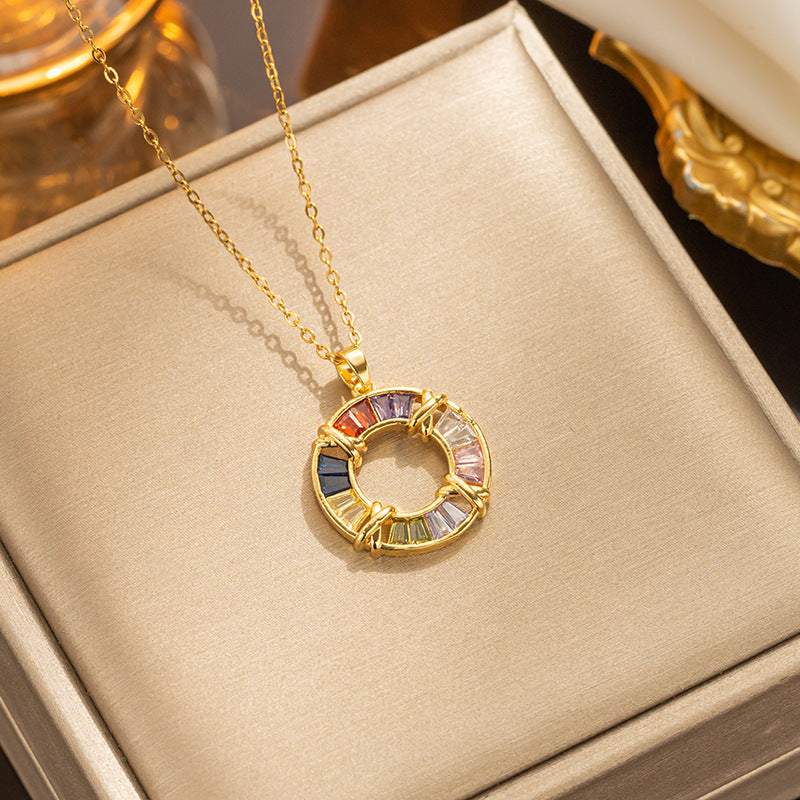 Luxurious Versatile Circle Necklace for Women - Micro-Inlaid Diamond