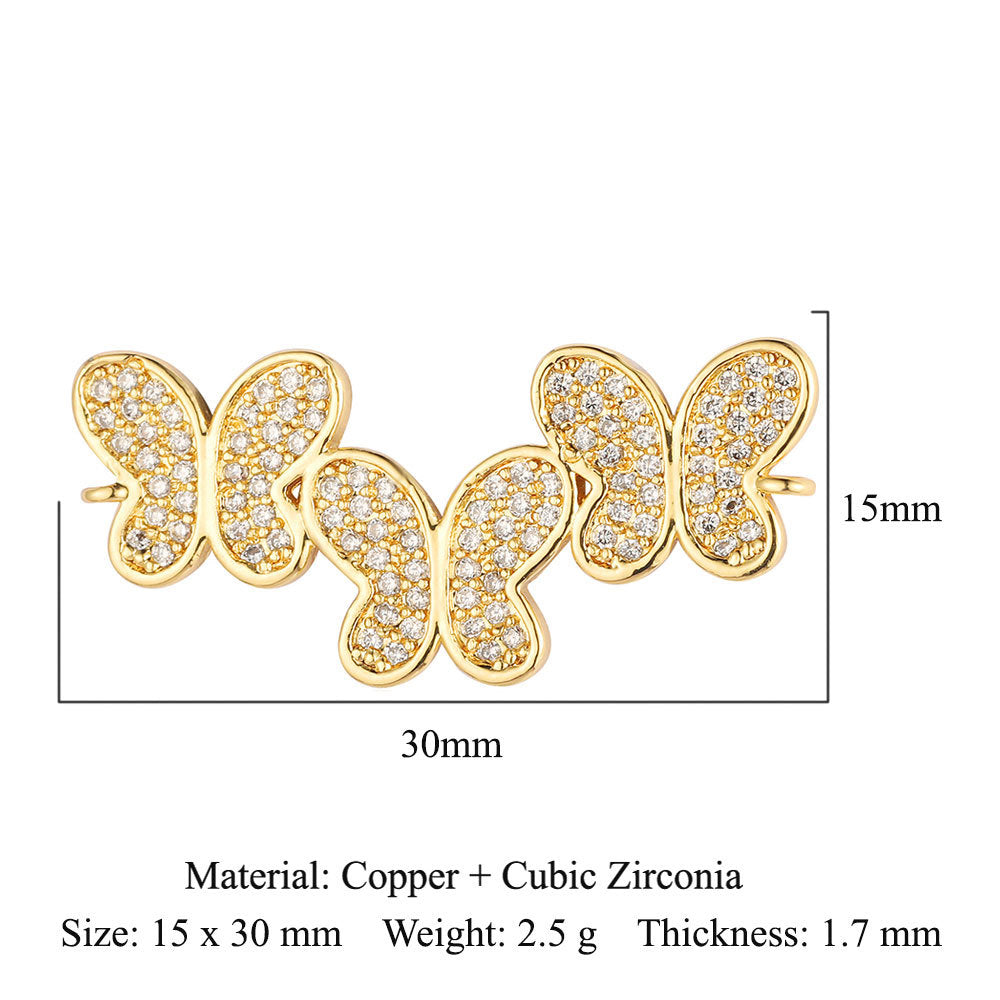 Leaf peach heart butterfly copper zircon pendant