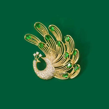 Emerald Crystal Phoenix Brooch