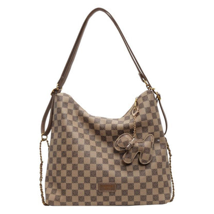 Retro fashion contrasting color plaid tote bag