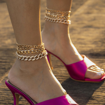 Tassel alloy water drop rhinestone anklet