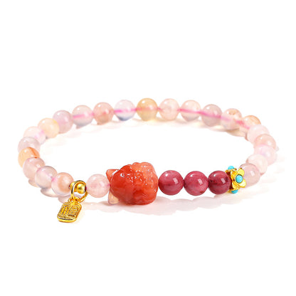 5A Natural Cherry Blossom Agate Redstone Bracelet