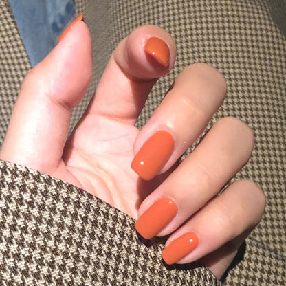 Summer Orange Crystal Square Nails