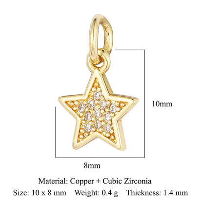 Cross Star Moon Copper Zircon Pendant