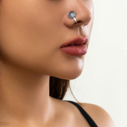 Metal flower plate U-shaped nose ring