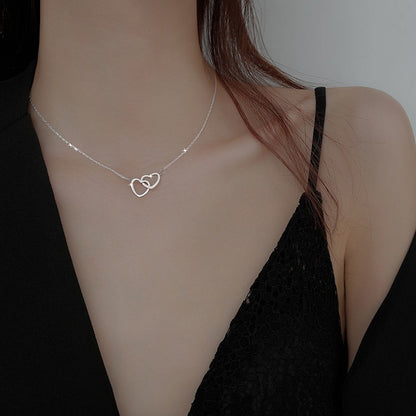 Women's love double ring necklace