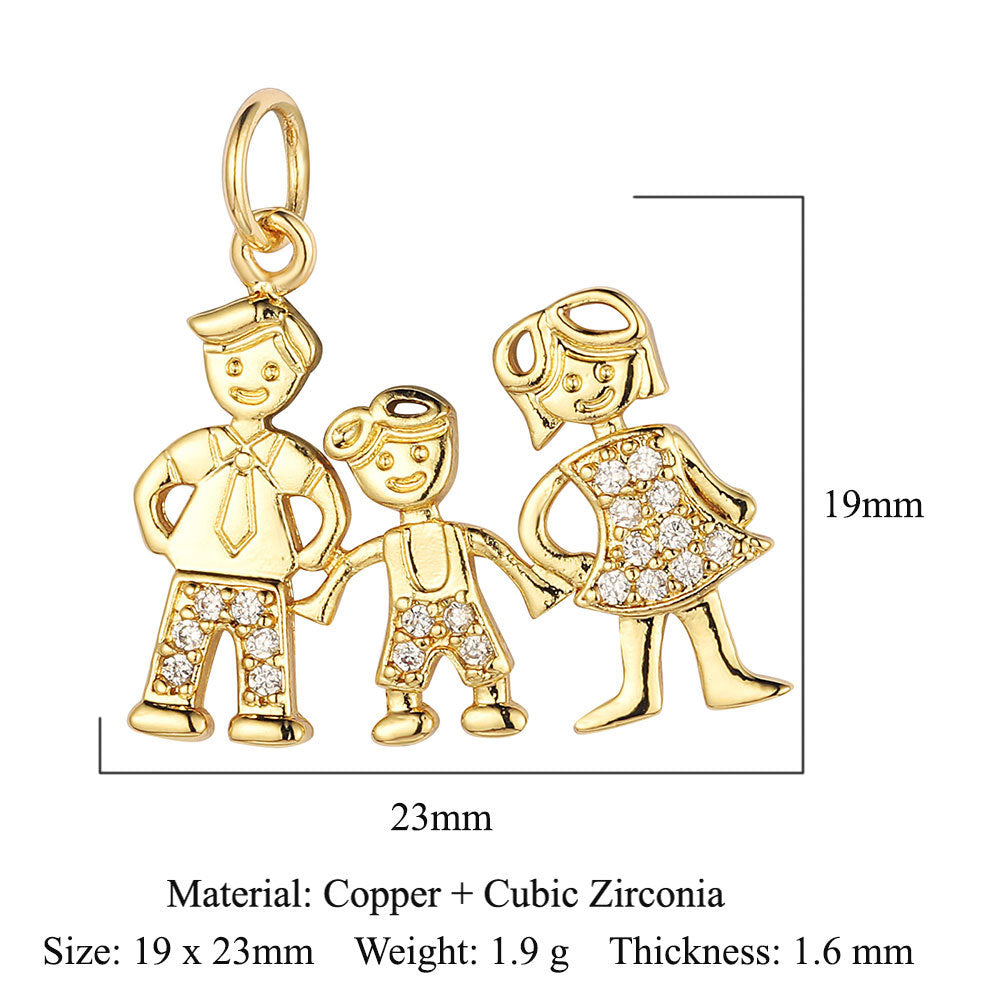 Boy Girl Butterfly Love Copper Zircon Pendant