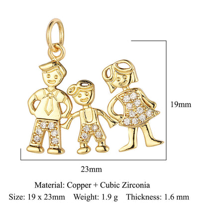 Boy Girl Butterfly Love Copper Zircon Pendant