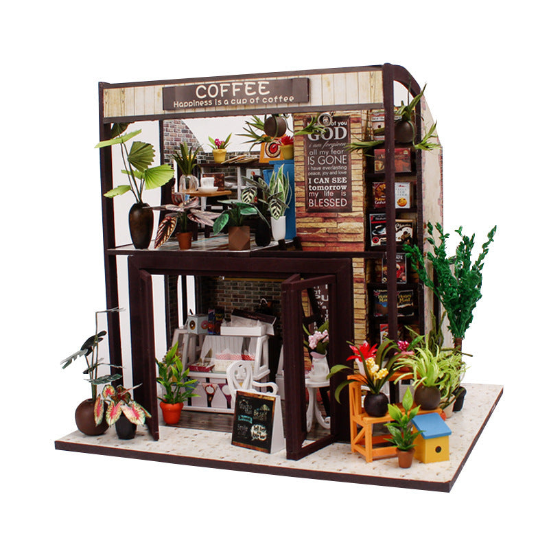 DIY Wooden Cafe House Model Toy