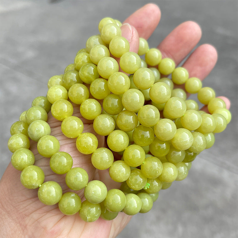 Natural cauliflower jade bracelet, lemon stone topaz single ring.