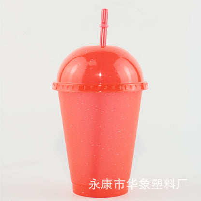 PP large hole milk tea cup glitter plastic cup 16oz